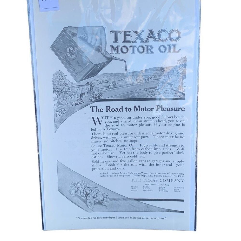 Vintage 1912 Texaco Motor Oil The Road to Motor Pleasure AD Advertisement